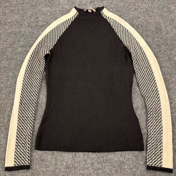 Smartwool Sweaters - Smartwool Sweater Women Small Merino Wool Chevron Sleeve Mock Neck Black Modern
